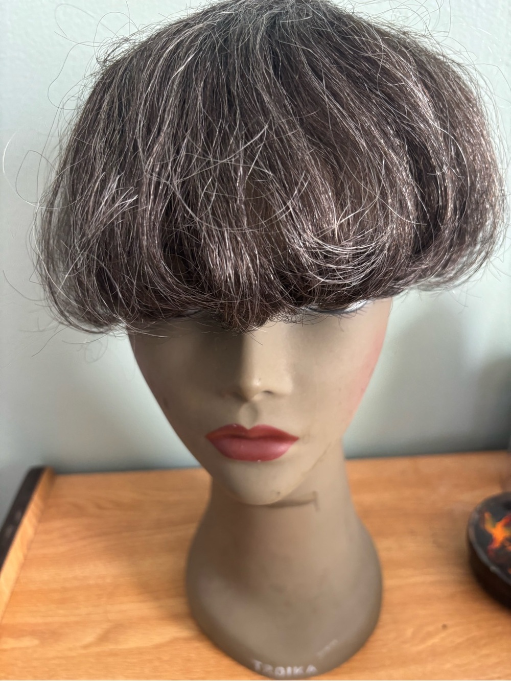 Short Gray Synthetic Wig with Full Bangs - Women Hair